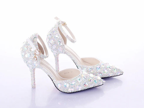 Elegant Crystal Rhinestone Gladiator Sandals for Women - Perfect for Weddings, Parties, and Graduations